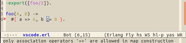 Emacs columns numbers with Erlang-LS alt text
